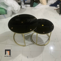 F1 Cặp bàn trà mặt kính đen BTPK8 Funda 60 vs 45 phòng khách nhỏ