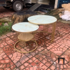 B5 Cặp bàn trà mặt kính giả đá BTPK15 Quentes cho văn phòng nhỏ
