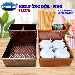 Khay Đựng Đũa Muỗng Kèm Ngăn Gia Vị Size Nhỏ TL075 – Nhựa Thắng Lợi | Dày Dặn, Sang Trọng, Phù Hợp Nhà Hàng Quán Ăn