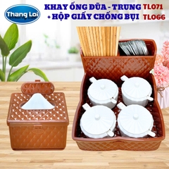 Combo khay đựng đũa nhà hàng quán ăn kèm hộp giấy - Size Trung
