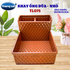 Khay Đựng Đũa Muỗng Kèm Ngăn Gia Vị Size Nhỏ TL075 – Nhựa Thắng Lợi | Dày Dặn, Sang Trọng, Phù Hợp Nhà Hàng Quán Ăn