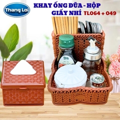 Combo khay đựng đũa nhà hàng quán ăn kèm hộp giấy TL064 - Size Nhí