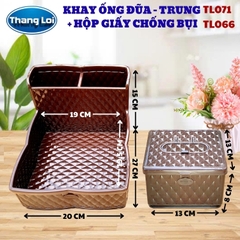 Combo khay đựng đũa nhà hàng quán ăn kèm hộp giấy - Size Trung