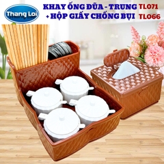 Combo khay đựng đũa nhà hàng quán ăn kèm hộp giấy - Size Trung