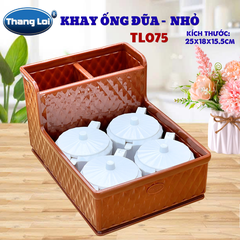 Khay Đựng Đũa Muỗng Kèm Ngăn Gia Vị Size Nhỏ TL075 – Nhựa Thắng Lợi | Dày Dặn, Sang Trọng, Phù Hợp Nhà Hàng Quán Ăn