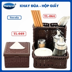 Combo khay đựng đũa nhà hàng quán ăn kèm hộp giấy TL064 - Size Nhí