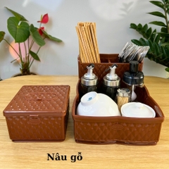 Combo khay đựng đũa nhà hàng quán ăn kèm hộp giấy - Size Trung