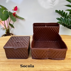 Combo khay đựng đũa nhà hàng quán ăn kèm hộp giấy - Size Trung