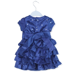 Váy xếp ly nhiều tầng đính nơ Jazzy Xanh