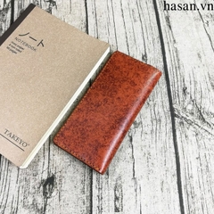 Ví da mẫu dài cầm handmade da thật cao cấp gợn sóng