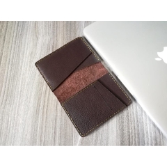 Ví da handmade da bò sọc chéo đựng giấy tờ - Nâu