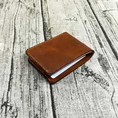 Ví nam da bò handmade mẫu ngang cao cấp - Nâu da