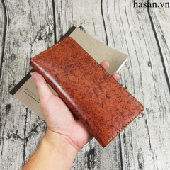 Ví da mẫu dài cầm handmade da thật cao cấp gợn sóng