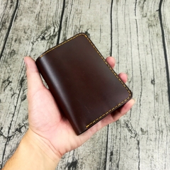 Ví đứng da bò handmade cao cấp - Nâu phối màu