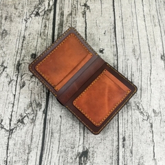 Ví đứng da bò handmade cao cấp - Nâu phối màu