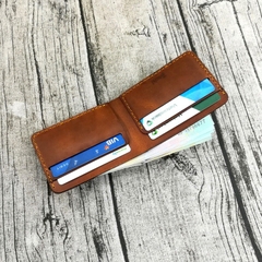 Ví nam da bò handmade mẫu ngang cao cấp - Nâu da