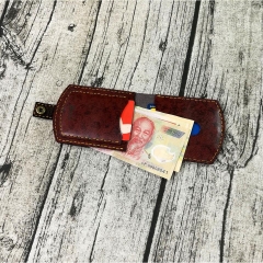Ví da mini handmade đựng giấy tờ cao cấp có nút