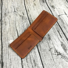 Ví nam da bò handmade mẫu ngang cao cấp - Nâu da