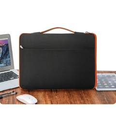 Túi chống sốc Macbook, Laptop viền màu, ngăn phụ ngang kèm quai xách bằng da