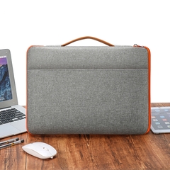 Túi chống sốc Macbook, Laptop viền màu, ngăn phụ ngang kèm quai xách bằng da