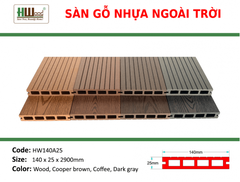 HW140A25 Coffee 140x25x2900 Lổ vuông vân 3D