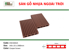 HW140A25 Copper Brown 140x25x2200 Lổ vuông vân 3D