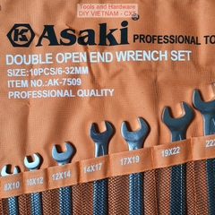 Bộ cờ lê 2 đầu mở hãng Asaki cao cấp, gồm 10 chi tiết từ 6x7 đên 30x32mm