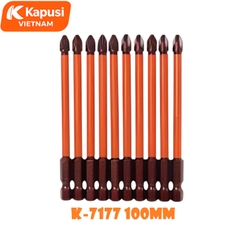 Mũi Bắt Vít 1 Đầu Cỡ 100mm Chân Lục Giác Kapusi K-7177 Thép S2 Nâu Thân Bọc Nhựa Đầu Bốn Cạnh PH2 Chịu Lực Momen Xoắn