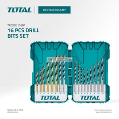Bộ 16 mũi khoan bê tông/gỗ/sắt thép/siết ốc vít TOTAL TACSDL11601 Combo 16 mũi khoan đa năng, Bh 6 tháng diy-vietnam