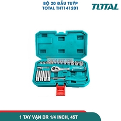 Bộ đầu tuýp 20 chi tiết 1/4inch TOTAL THT141201 mở bu long đai ốc trong việc tháo lắp, sửa chữa