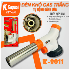 Khò Ga Mini Kapusi K-8011 Cam Trắng – Đánh Lửa Điện Tử, Điều Chỉnh Ngọn Lửa, Nhiệt Độ 1100°C, Bh 12 tháng