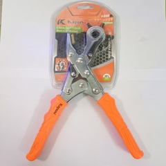Kìm Bấm Lỗ Dây Nịt Kapusi K-8158 thép carbon, cán được bọc nhựa, có trợ lực
