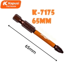 Mũi Bắt Vít 1 Đầu Cỡ 65mm Chân Lục Giác Kapusi K-7175 Thép S2 Nâu Cao Cấp Đầu Bốn Cạnh PH2 Chịu Lực Momen Xoắn Cao BH12T
