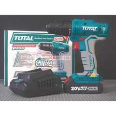 Máy khoan pin cầm tay 20V Total TDLI20011 hai tốc độ 400/1500v/p, siết 45nm, kèm 1 pin sạc