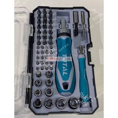 Bộ tua vít đa năng tự động 55 chi tiết TOTAL TACSD30556 gồm tua vít, mũi vít, đầu tuýp