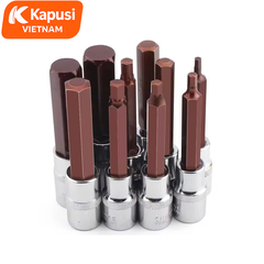 Đầu Tuýp Lục Giác 1/2 Inch Kapusi Dài 55mm - Thép S2 Cao Cấp - Chuẩn Công Nghiệp ANSI/DIN