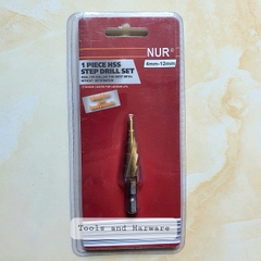 Mũi khoan tháp rãnh xoăn NUR chất liệu titanium các cỡ từ 4-12, 4-20, 4-32mm chuyên dụng khoan sắt, tôn,...