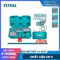 Bộ đầu tuýp 20 chi tiết 1/4inch TOTAL THT141201 mở bu long đai ốc trong việc tháo lắp, sửa chữa