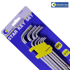 Bộ Lục Giác Hoa Thị 9 Cây Có Lỗ KOURITSU T04306 Thép CRV Cao Cấp T10 Đến T50, Bảo Hành 12 Tháng