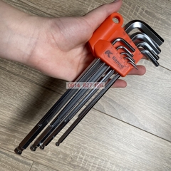 Bộ lục giác bi trắng mờ chữ L KAPUSI K-0191, 9 chi tiết từ 1.5-10mm Hợp kim thép
