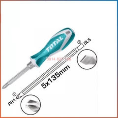 Bộ tua vít 2 trong 1, đảo đầu dẹt và bake, dài 135mm TOTAL THT250226