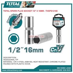 Đầu tuýp lục giác mở bugi xe máy 16mm và 21mm TOTAL THSPS12166 THSPS12216 chất liệu thép CR-V