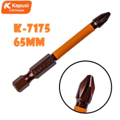 Mũi Bắt Vít 1 Đầu Cỡ 65mm Chân Lục Giác Kapusi K-7175 Thép S2 Nâu Cao Cấp Đầu Bốn Cạnh PH2 Chịu Lực Momen Xoắn Cao BH12T