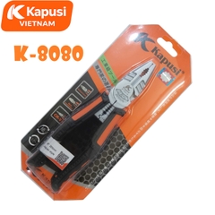 Kềm Điện Đa Năng Kapusi K-8080 Hàm Cắt Độ Cứng Cao 65HRC - Tích Hợp Khe Tuốt Dây Điện 1.0-6.0mm2, BH 12 tháng