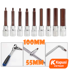 Bộ Đầu Tuýp Lục Giác 1/2 Inch Kapusi - Thép S2 Siêu Cứng - 2 Phân Loại 55mm & 100mm - Chống Tòe Đầu Tuyệt Đối