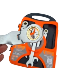 Bộ cờ lê vòng miệng tự động đảo chiều lắt léo KAPUSI 7 chi tiết K7733 8-19mm, thép CR-V, bánh cóc 72 răng, Bh 12 tháng