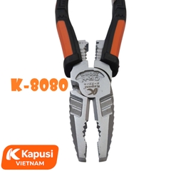 Kềm Điện Đa Năng Kapusi K-8080 Hàm Cắt Độ Cứng Cao 65HRC - Tích Hợp Khe Tuốt Dây Điện 1.0-6.0mm2, BH 12 tháng