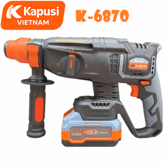 Máy Khoan Đục Bê Tông Pin 21V Kapusi K-6870 – Brushless, 3 Chức Năng, Lực Đập 3.0J, Đầu SDS, Khoan 26mm, BH 12 tháng