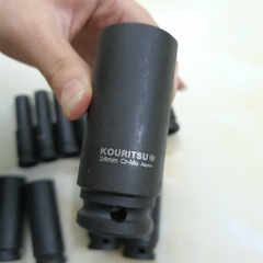 Đầu Khẩu Đen Dài 1/2 Inch KOURITSU Thép Cr-Mo Siêu Cứng - Đầu Tuýp Đen Bắn Súng 1/2 Đủ Cỡ 10-24mm BH 12 Tháng