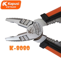 Kềm Điện Đa Năng Kapusi K-8080 Hàm Cắt Độ Cứng Cao 65HRC - Tích Hợp Khe Tuốt Dây Điện 1.0-6.0mm2, BH 12 tháng